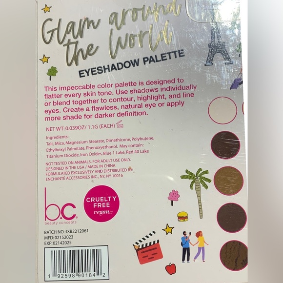 New BC Beauty Concepts Glam Around the World eyeshadow palette cruelty free - Picture 8 of 10